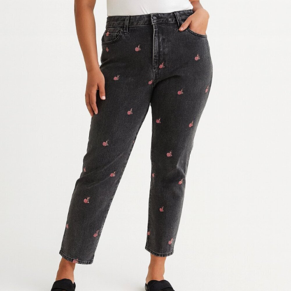 BlankNYC Women's Size 27 Black Floral Print The Madison High Rise Crop Jeans